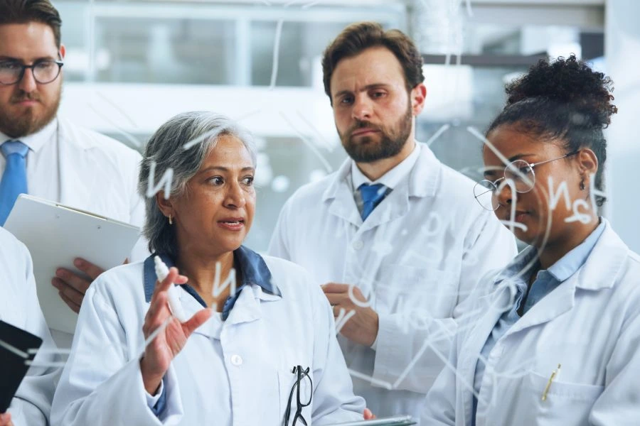 Researchers discussing botanicals